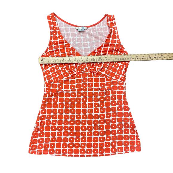 Boden Tank Top Women's US Size 4 Scoop Neck Empire Waist Orange Graphic Print - Picture 7 of 12